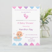 Einladung zur Pink Baby Dusche (Stehend Vorderseite)