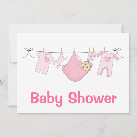 Einladung zur Pink Baby Dusche (Vorderseite)