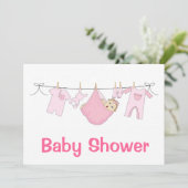 Einladung zur Pink Baby Dusche (Stehend Vorderseite)