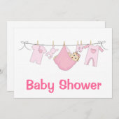 Einladung zur Pink Baby Dusche (Vorne/Hinten)