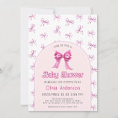 Einladung zur Pink Bow Baby Dusche (Vorderseite)