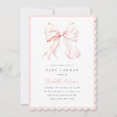 Einladung zur Pink Bow Baby Dusche (Vorderseite)