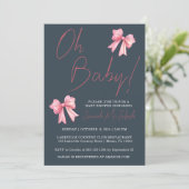Einladung zur Pink Bow Baby Dusche (Stehend Vorderseite)
