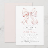 Einladung zur Pink Bow Baby Dusche (Vorne/Hinten)