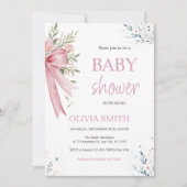 Einladung zur Pink Bow Baby Dusche (Vorderseite)