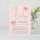 Einladung zur Pink Bow Baby Dusche (Stehend Vorderseite)