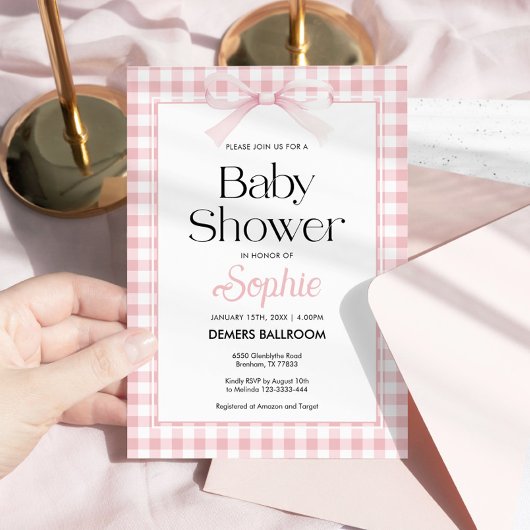 Einladung zur Pink Bow Baby Dusche