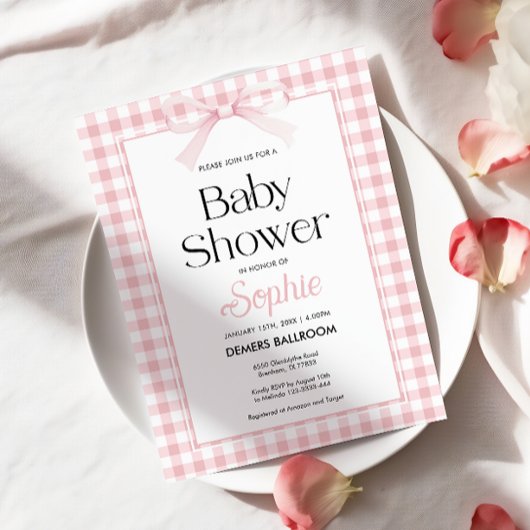 Einladung zur Pink Bow Baby Dusche