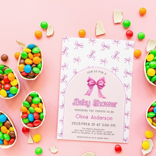 Einladung zur Pink Bow Baby Dusche