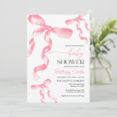 Einladung zur Pink Bow Baby Dusche (Stehend Vorderseite)