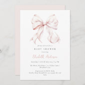 Einladung zur Pink Bow Baby Dusche (Vorne/Hinten)