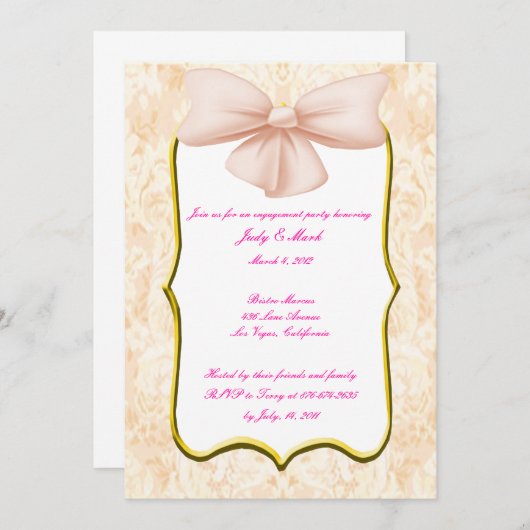 Einladung zur Pink Bow-Engagement-Partei (Vorne/Hinten)