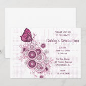 Einladung zur Pink Butterfly Graduation Party (Vorne/Hinten)