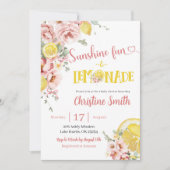 Einladung zur Pink Lemonade und Bow Baby Dusche (Vorderseite)
