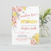 Einladung zur Pink Lemonade und Bow Baby Dusche (Stehend Vorderseite)