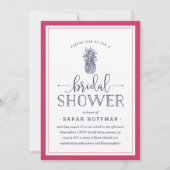 Einladung zur Pink & Navy Pineapel Bridal Dusche (Vorderseite)