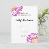 Einladung zur Pink Neon Blume Graduation Party (Stehend Vorderseite)