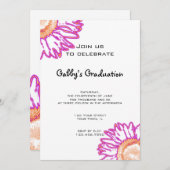 Einladung zur Pink Neon Blume Graduation Party (Vorne/Hinten)