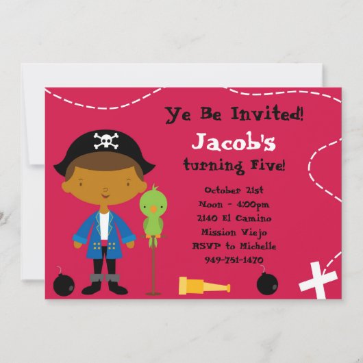 Einladung zur Pirate Birthday Party (Vorderseite)