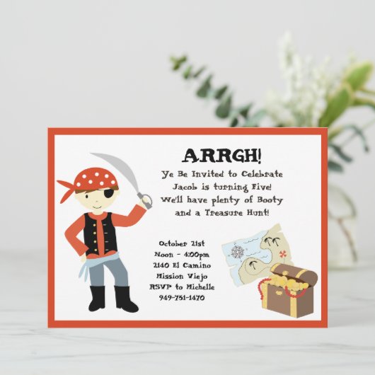 Einladung zur Pirate Birthday Party (Stehend Vorderseite)