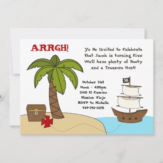 Einladung zur Pirate Birthday Party (Vorderseite)