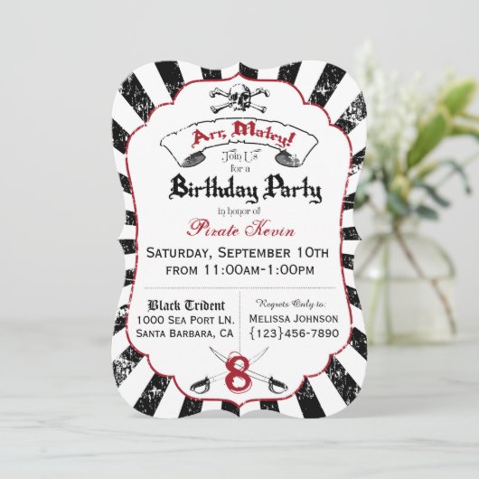 Einladung zur Pirate Birthday Party (Stehend Vorderseite)