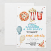Einladung zur Pizza-Popcorn-und-Pyjama-Party (Vorne/Hinten)