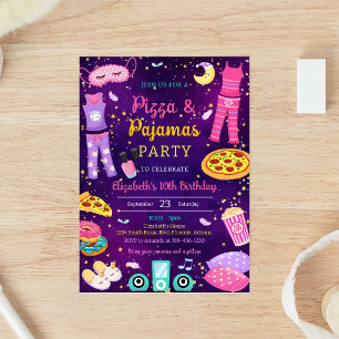 Einladung zur Pizza-Pyjama-Schlafparty-Geburtstags