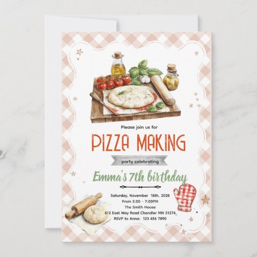Einladung zur Pizzaherstellungsparty (Vorderseite)