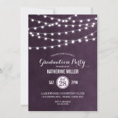 Einladung zur Plum String Lights Graduation Party (Vorderseite)