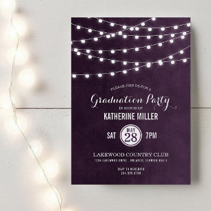 Einladung zur Plum String Lights Graduation Party