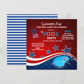 Einladung zur Poolparty am 4. Juli mit BBQ und Feu