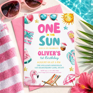 Einladung zur Poolparty zum 1. Geburtstag 'Eins in