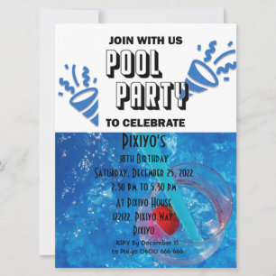 Einladung zur Poolparty zum Anpassen