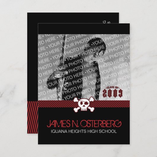 Einladung zur Postkarte für Rockin' Graduation Par (Vorne/Hinten)