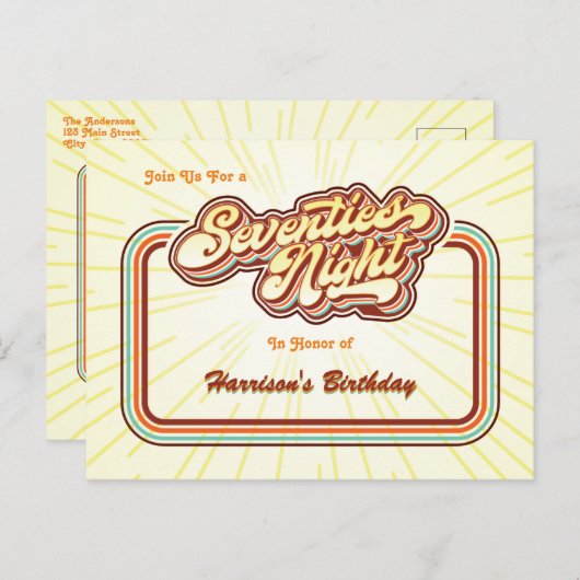 Einladung zur Postkarte von siebzig Jahren (Vorne/Hinten)