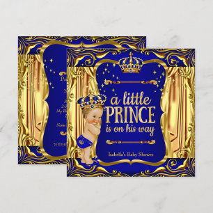 Einladung zur Prinzen-Baby-Party Blau Gold Blond