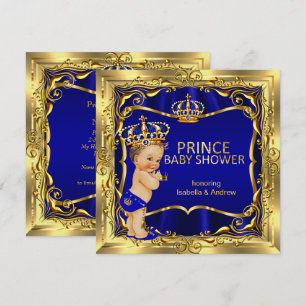 Einladung zur Prinzen-Baby-Party in Blau-Gold
