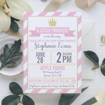 Einladung zur Prinzessin-Baby-Party mit rosa-golde