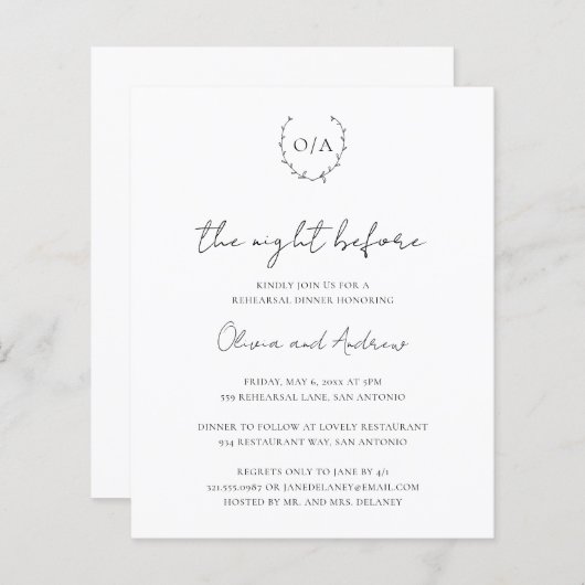 Einladung zur Probe des Mongram-Haushalts (Vorne/Hinten)