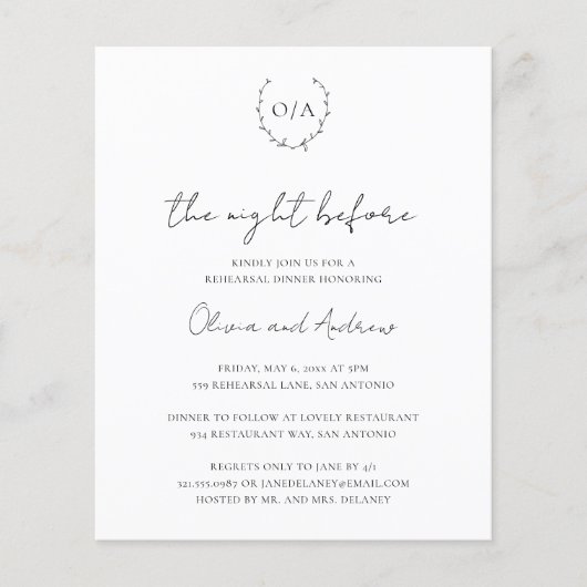 Einladung zur Probe des Mongram-Haushalts (Vorderseite)