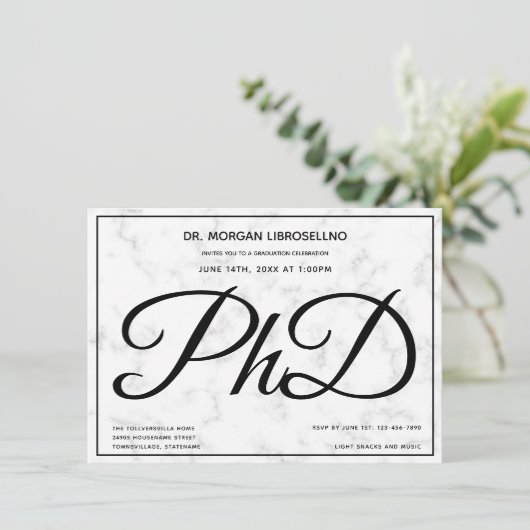 Einladung zur Promotion zum Abschluss in Marmor (Stehend Vorderseite)