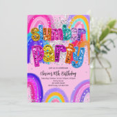 Einladung zur Pyjamaparty-Geburtstagsfeier (Stehend Vorderseite)