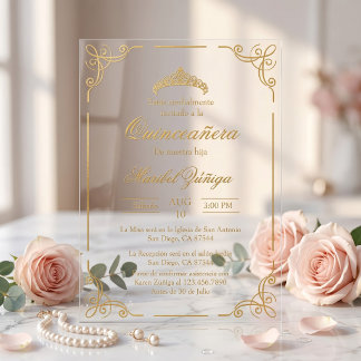 Einladung zur Quinceañera aus Acryl königliche Kro