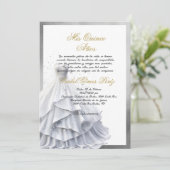 Einladung zur Quinceanera in spanischer Farbtafel (Stehend Vorderseite)