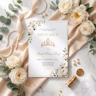 Einladung zur Quinceañera mit goldener Tiara