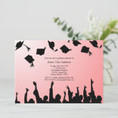 Einladung zur Red Black Silhouette Graduation Part (Stehend Vorderseite)