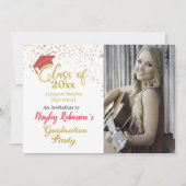 Einladung zur Red Cap Foto Graduation Party (Vorderseite)