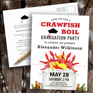 Einladung zur Red Crawfish Boil Graduation Party Postkarte