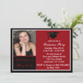 Einladung zur Red Foto Graduation Party (Stehend Vorderseite)